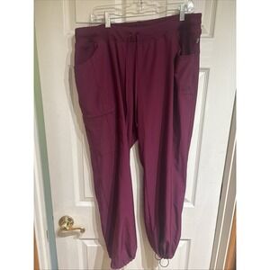 Cherokee Infinity Burgundy Size Petite XL Cargo Pant Scrubs Drawstring